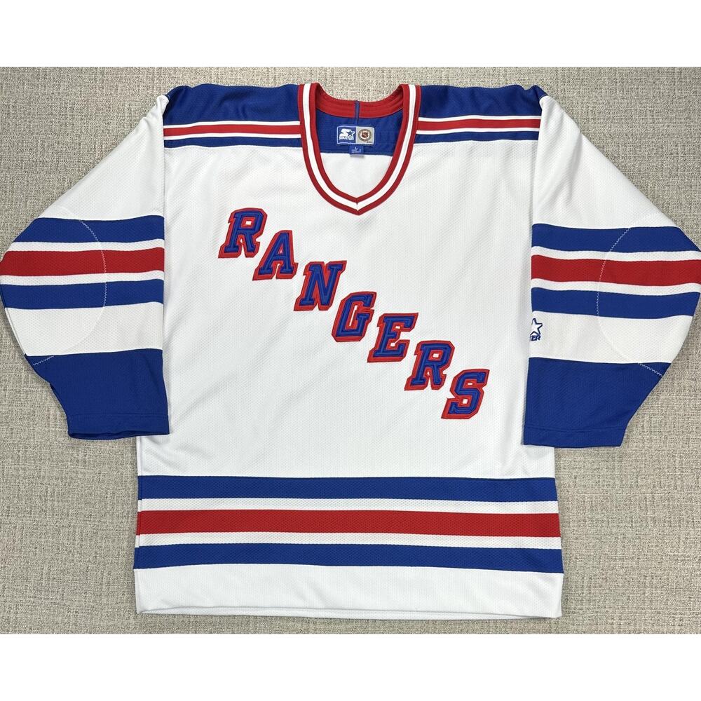Vintage New York Rangers Jersey Mens Large White NHL Hockey Starter